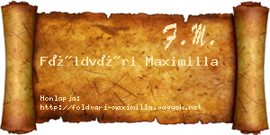 Földvári Maximilla névjegykártya